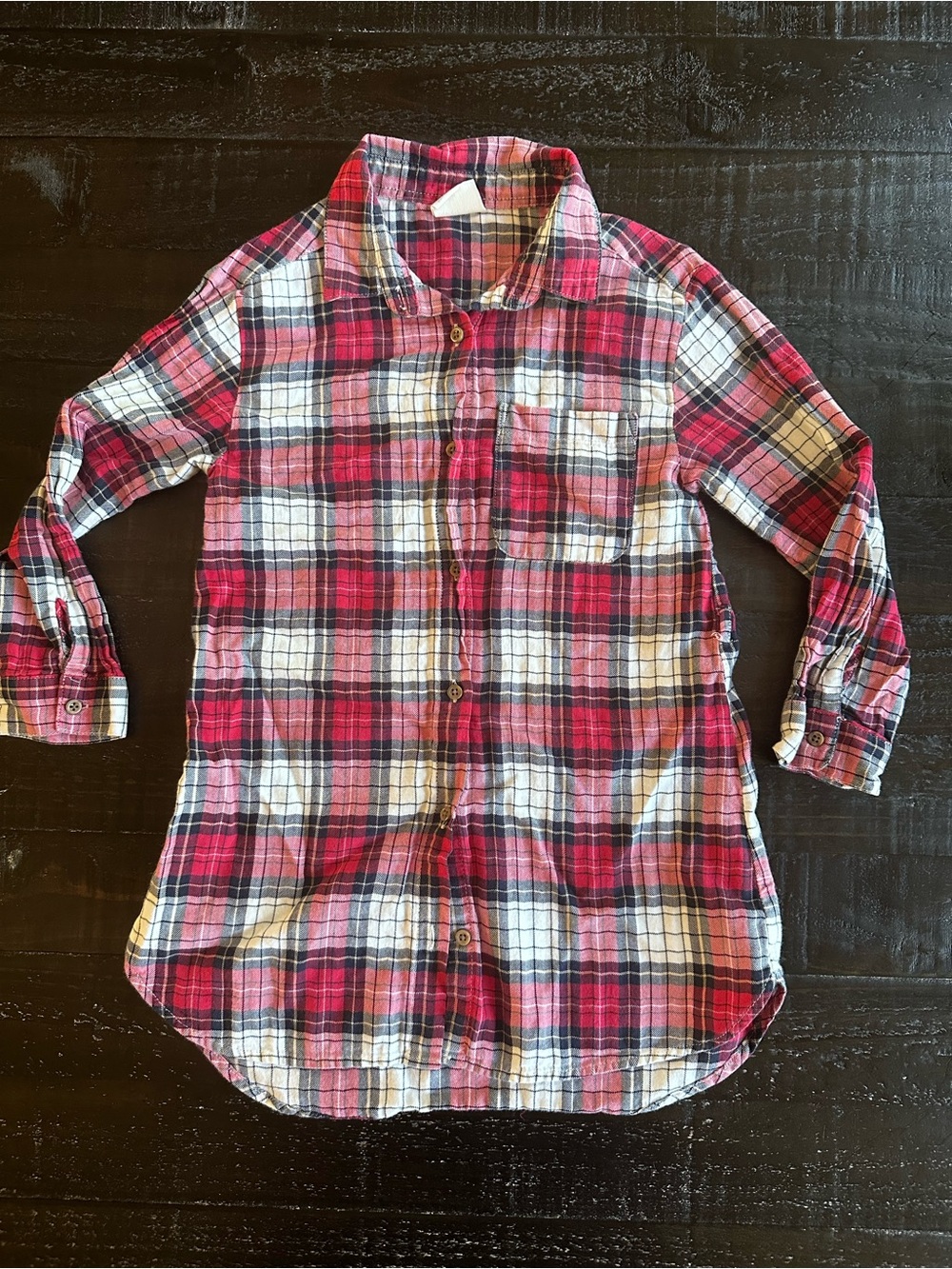 Zara girls Red, White, Black Plaid Button-Down dress size 5 - 100% cotton